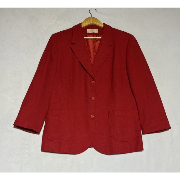 VTG Pendleton Wool Blazer Jacket Womens 18 Red Career Office Holiday Classic - Picture 1 of 14